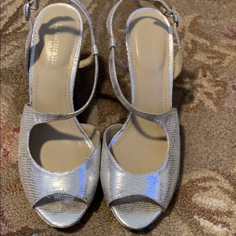 Beautiful silver strappy heels